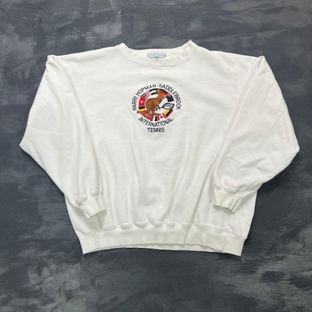 Vintage‎ harry Hopman Saddlebrook Tennis Sweatshirt Mens Large White 1990s